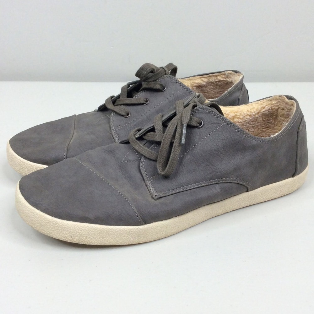 TOMS Womens Paseo Castle Rock Gray Sneakers Size 9.5 Sherpa Fleece Lined Low Top